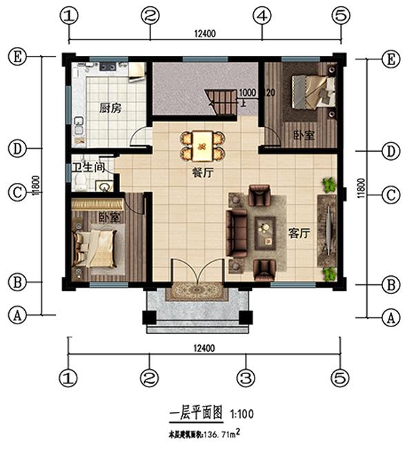 這款戶型是小編個人認(rèn)為最美的一款二層設(shè)計，美觀性和實用性兼顧，主體二十來萬在老家建一棟，肯定比其他人的都漂亮!