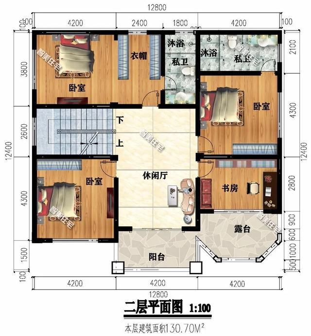 下面兩棟面寬尺寸均為12.8米的二層別墅，第一棟別墅廚房單獨建，外觀都非常驚艷，第二棟別墅外墻面貼滿了文化石。