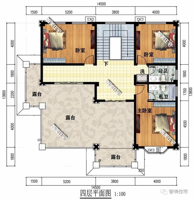 兩棟14.5米寬的四層別墅