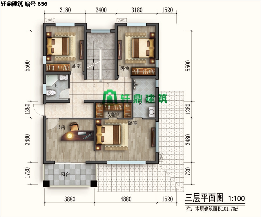 經(jīng)典四層紅磚別墅設(shè)計(jì)施工全套圖紙03.jpg