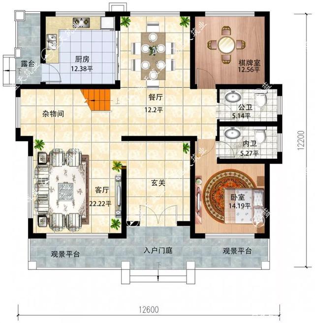 12.6米x  12.2m米經(jīng)濟(jì)別墅設(shè)計(jì)圖