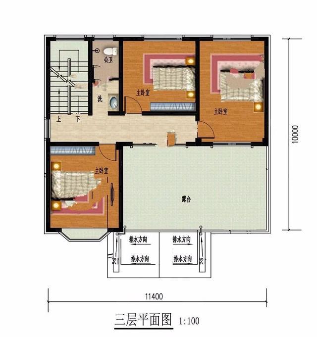 三樓帶有大露臺(tái)的經(jīng)典別墅客