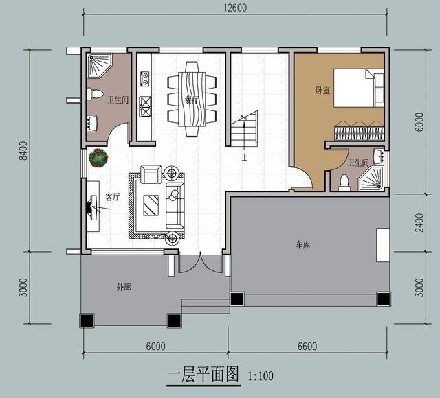 農(nóng)村自建的二樓帶車庫(kù)的別墅