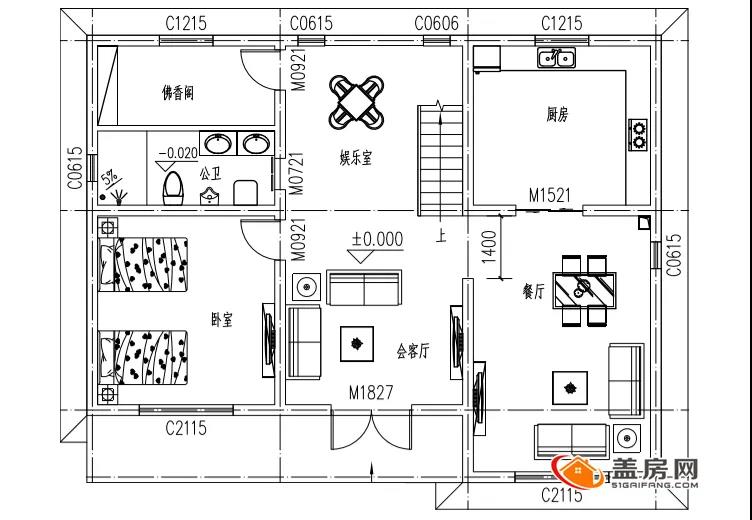 農(nóng)村二樓半建造住宅設(shè)計圖