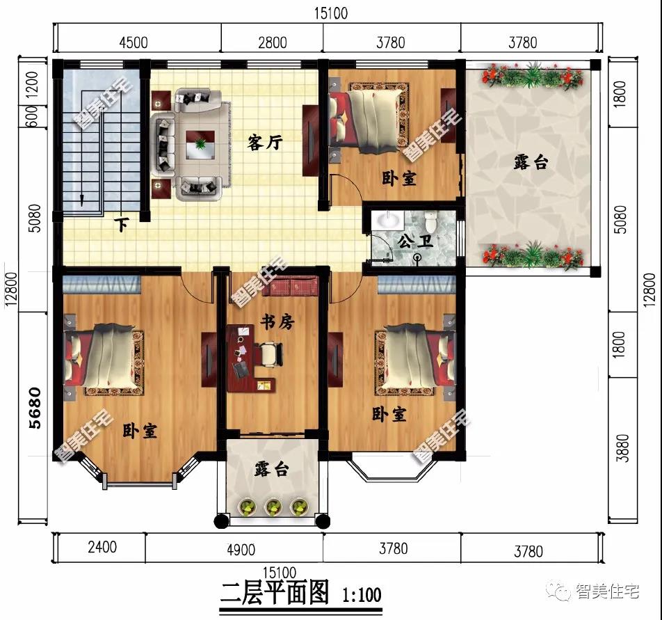 帶停車庫的農(nóng)村二樓別墅