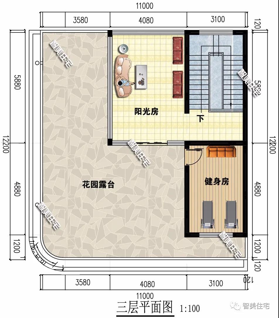 平屋頂設(shè)計的農(nóng)村別墅