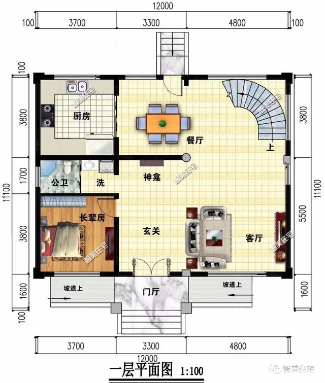 兩個客廳設(shè)計成的農(nóng)村別墅設(shè)計