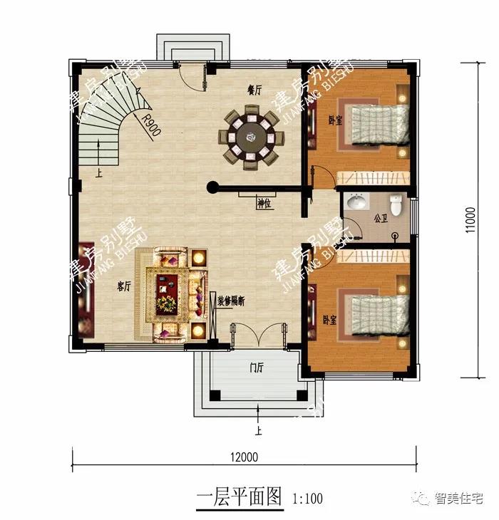 帶空客廳挑空設(shè)計的螺旋樓梯的別墅